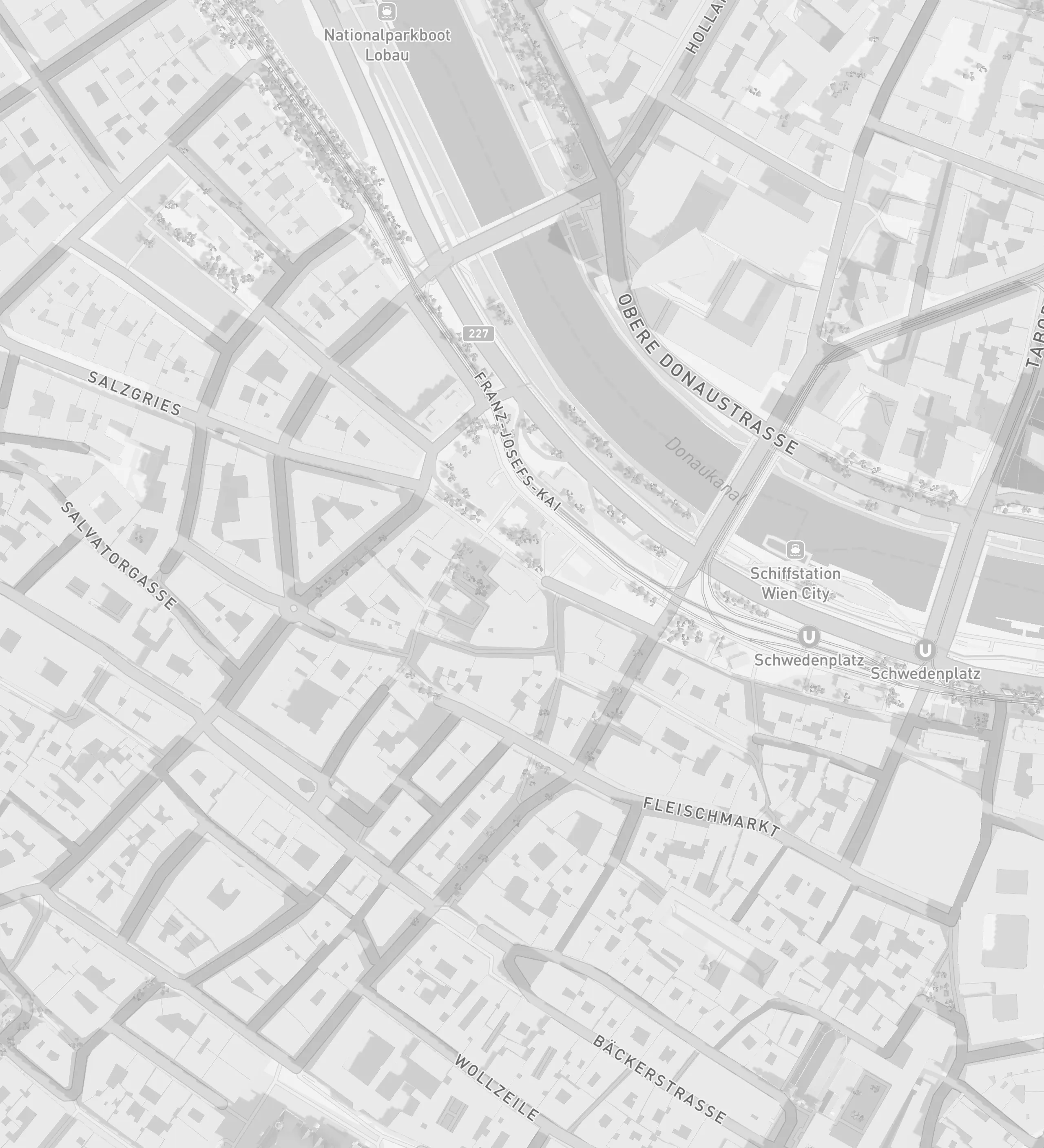 Stadtplan von Wien mit dem Standort der Postservice.at Geschäftsadresse im 1. Bezirk
